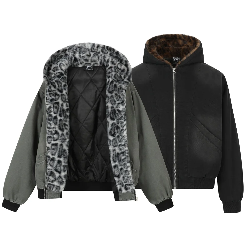 

Lightweight Puffer Women Leopard Plush Hooded Down Jacket for Winter Down 2026 Simple and Fashion Warm Winter Coats for Woman