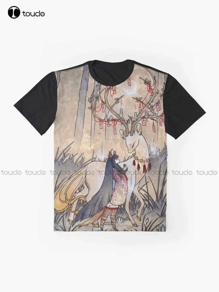 Teakitsune Fox Yokai Graphic T-Shirt Custom Aldult Teen Unisex Digital Printing Tee Shirts Custom Gift Xxs-5Xl Streetwear