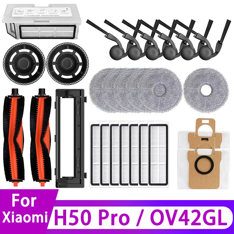 

For Xiaomi Robot Vacuum H50 Pro / OV42GL Cleaner Accessories Main Brush Side Brush Hepa Filter Mop Cloth Dust Bag Parts Spare