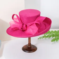Unique Deluxe Mei red Church Hat Elegant Photography Top Hat Female Cocktail Fascinator Bowler Formal Hat for Women