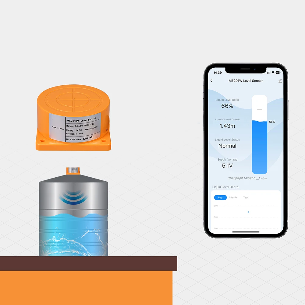 WiFi/ZigBee Ultrasone watertankmonitor voor vloeistofniveau met realtime alarmmelding Draadloze watertankniveausensor