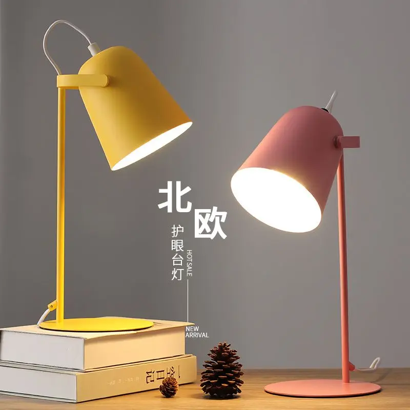 Nordic Small Desk Lamp Ins Girl LED Eye Protection Desk Dormitory Student Dormitory Reading Plug in Bedlight Simplicity