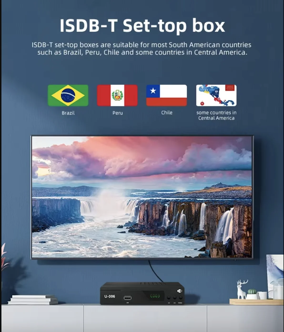 Peru chile Digital Converter ISDBT TDT TV Decoder HD FTA ISDB-T Receiver Tv Tuner 1080P H.264 MPEG-4 Y0utube Set Top Box