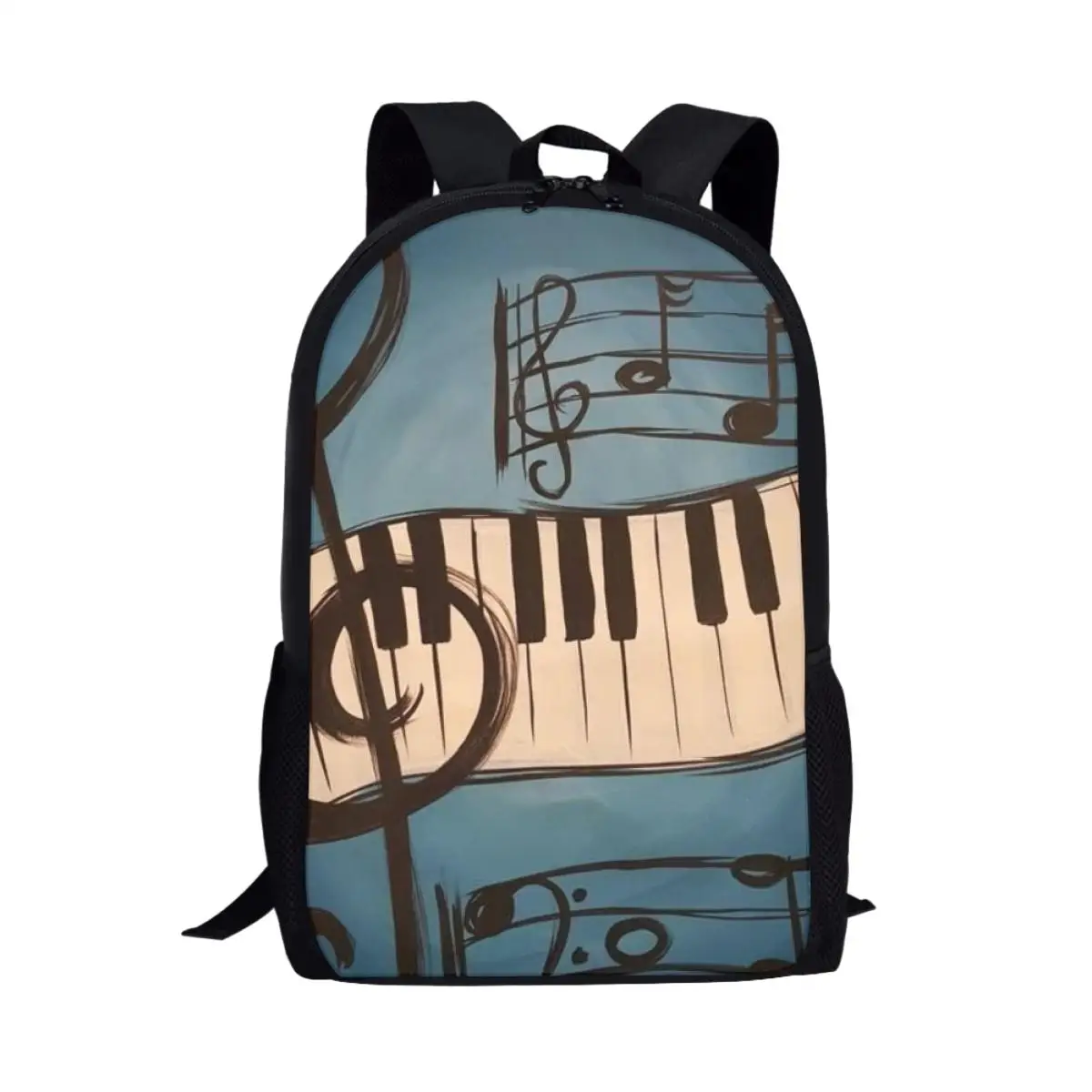 Sac à Dos à Motif Artistique de Clé de Piano pour Écoliers, Cartable Multifonctionnel de Grande Capacité de 16 Pouces pour Garçon et Fille