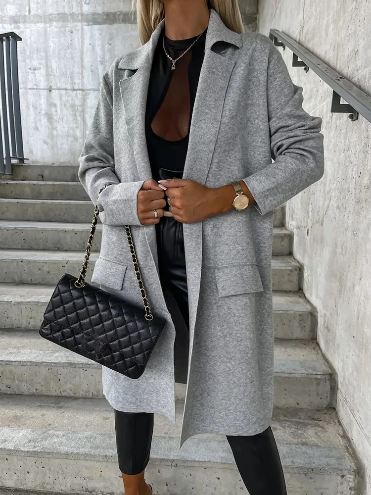 

2023 Autumn Winter Women Solid Loungewear Coats Long Sleeve V-Neck Fashion Ladies Cardigan Wool&Blends Streetwear Dropshipping