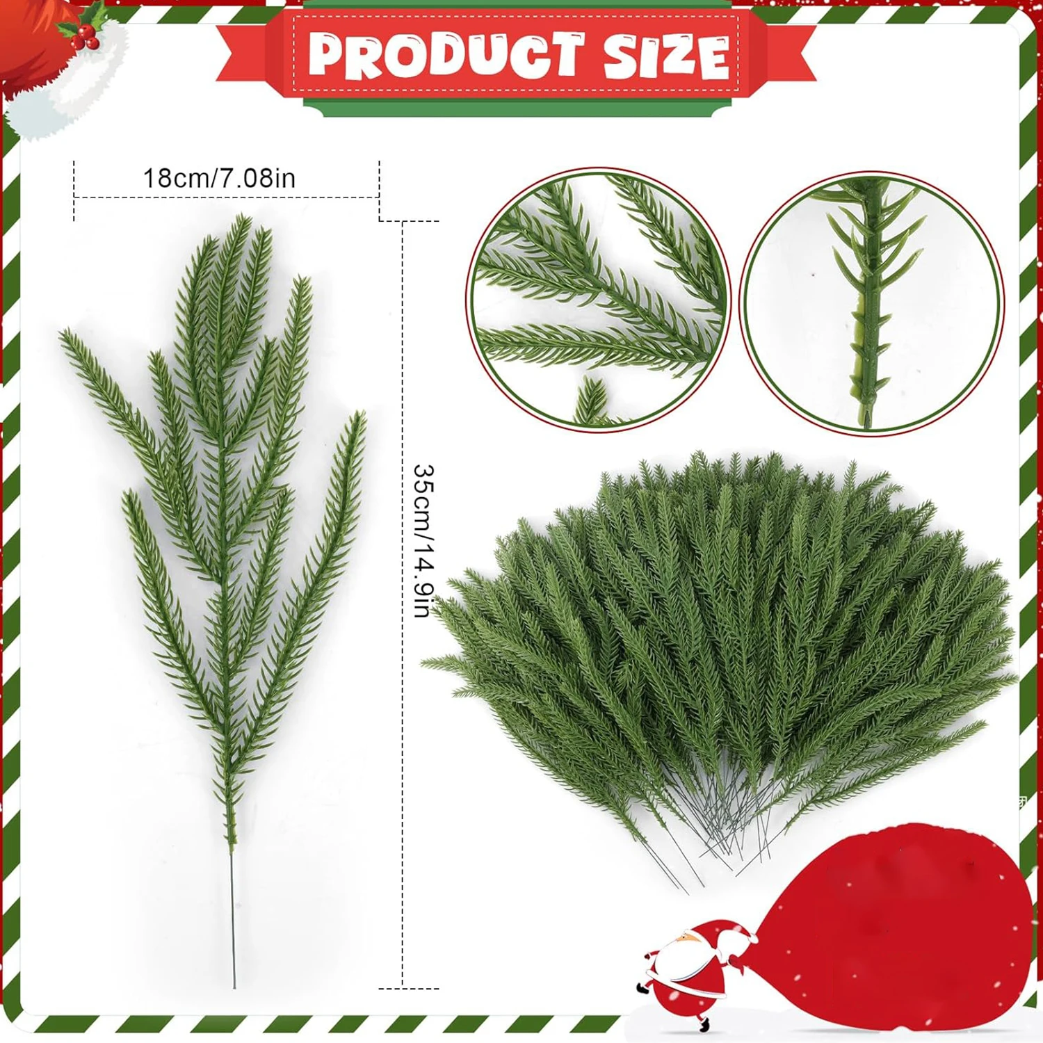5/10 Stück künstliche Pflanzen, Kunststoff-Tannennadeln, Weihnachtsbaum, Heim- und Raumdekoration, Festival, Outdoor-Garten-Zubehör, DIY-Geschenkbox – Detail 9