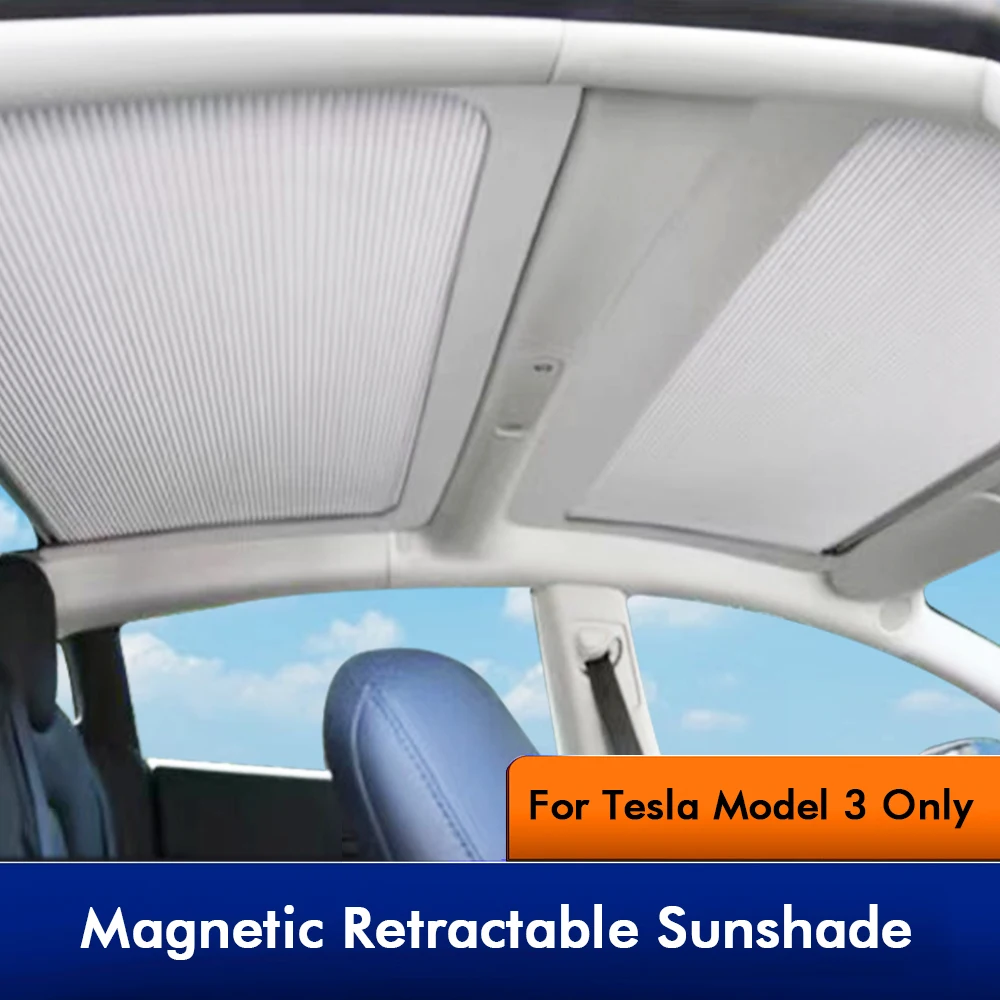 Ruiyyco-Sunshade para Tesla Model 3, tampa do telhado do carro, Sunlight Shield, acessórios de modificação retrátil, verão temperatura reduzir