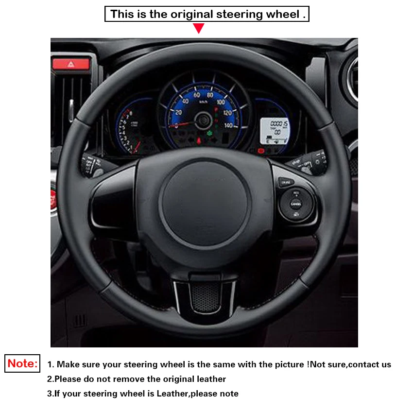 Black Faux Leather Car Steering Wheel Cover for Honda N Box N One N-WGN 2012-2019