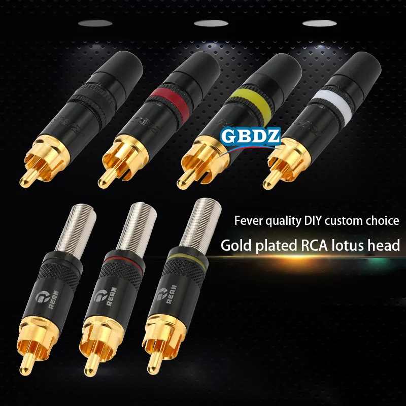 NYS373 Pure Copper Gold-Plated RCA  Audio Video Weld Plug Connectorlotus Head HIFI Audio And Video DVD Cinema fever Speaker Jack