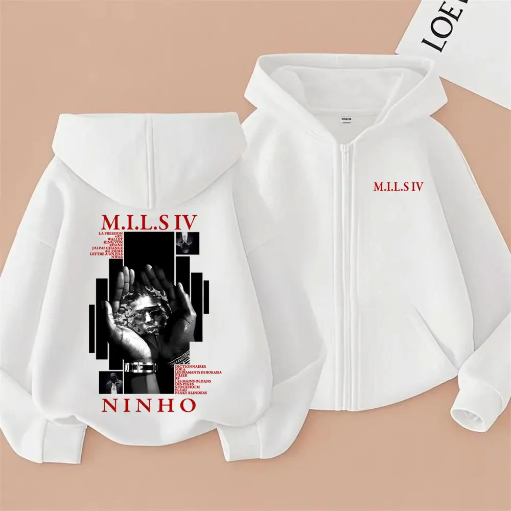 

Rapper Ninho MILS 4 Album Graphic Zipper Hoodies Men Women Fashion Hip Hop Zip Up Jacket Male Fleece Cotton Zip Up Sweatshirts