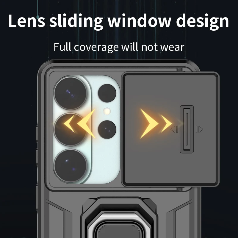 

Military Grade Drop Protection Magnetic Case for Samsung Galaxy S26 Ultra S25 Edge S24 FE S23 Plus A17 A54 A56 A55 5G Slide Lens