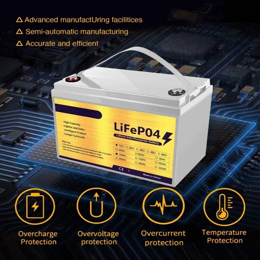 12V 100Ah LiFePO4 Battery, 100Ah Lithium Battery with 100A BMS, 12V Lithium Batteries 8000+ cycles at 100% DOD, Perfect for RV,