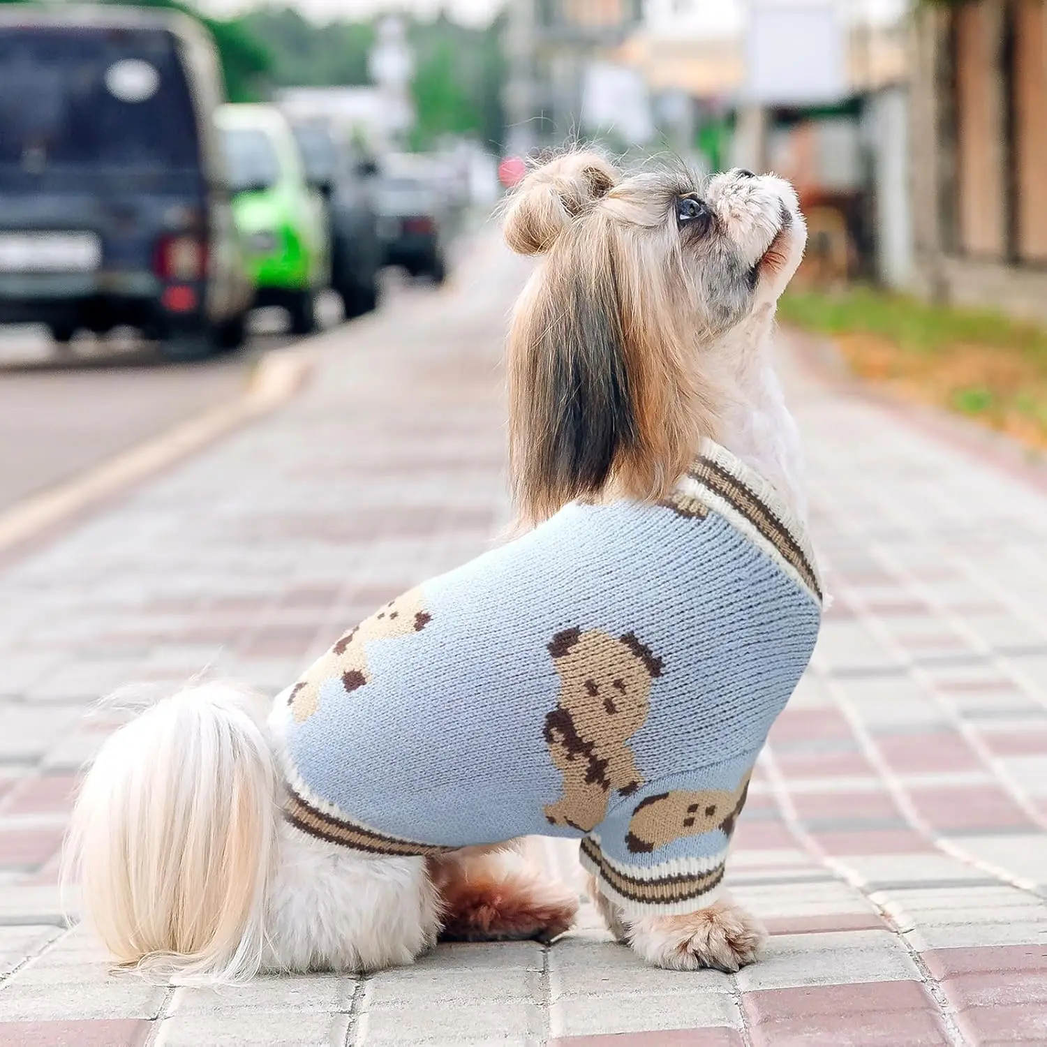 Dog Sweaters Cute Bear Dog Cardigans Clothes for Small Medium Dogs Boy Girl Puppy Cat Knitting Outfits Warm Pet Dog Clothes