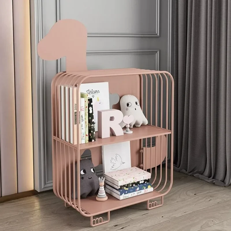 Cute Dinosaur-Shaped Kids' Bookshelves, Metal Frame Open Storage Cabinets for Children's Books, Toys & Room Decor