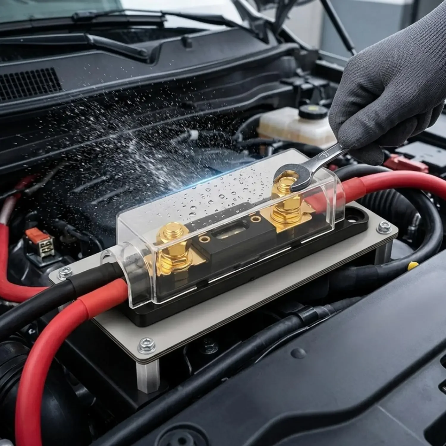 ANL Schraubbarer Sicherungsblock 30A-500A Hochstrom-Sicherungshalter Flammhemmend PA66+PC für Auto-Audio Solar Auto RV Marine Schaltkreise – Detail 6