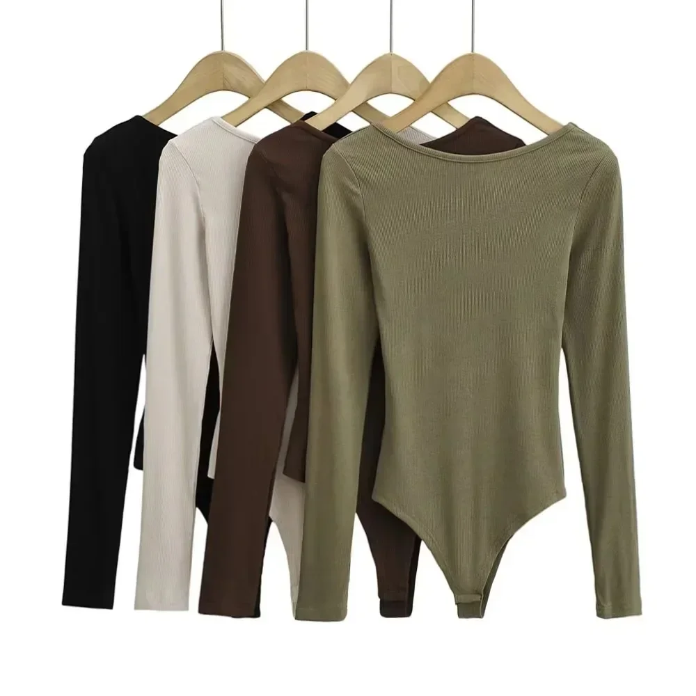 Pop Pop American Style INS Sexy Open-Back Spaghetti Top Women's Elastic Slimming T-Shirt Base Layer Top Trendy Long Sleeves Cott
