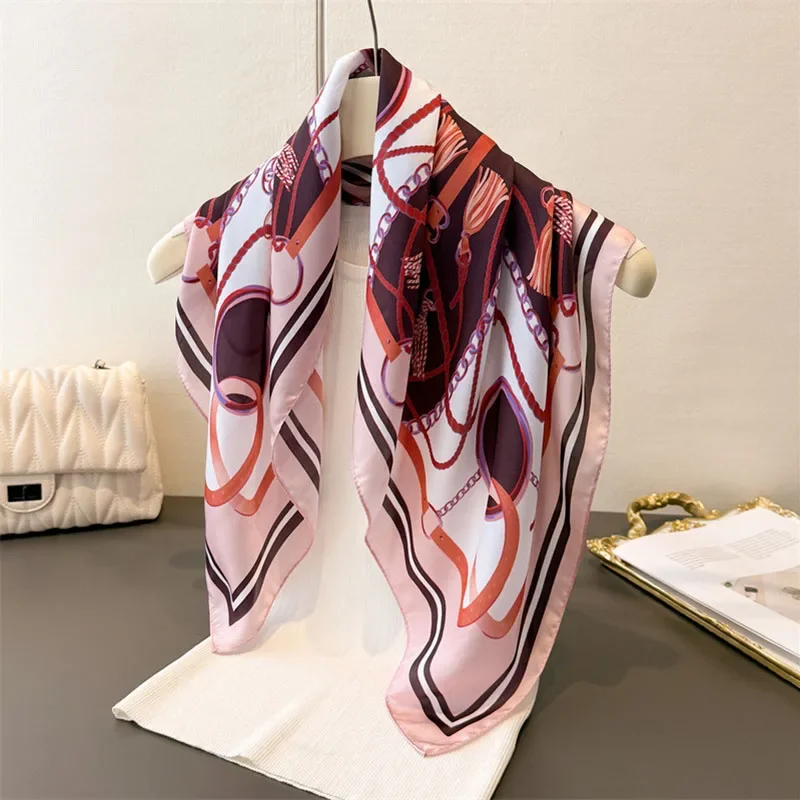 

New Spring Summer Hair Print Summer Silk Feeling Scarf Women Fashion Neck Tie Hand Bag Foulard Wrist Kerchief Shawl Wraps Hajib