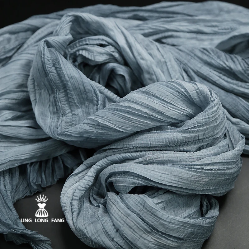 

Необычная шифоновая ткань, пряжа, текстурированная плиссированная ткань для легких мягких морщинистых платьев, модельерская ткань, швейная ткань