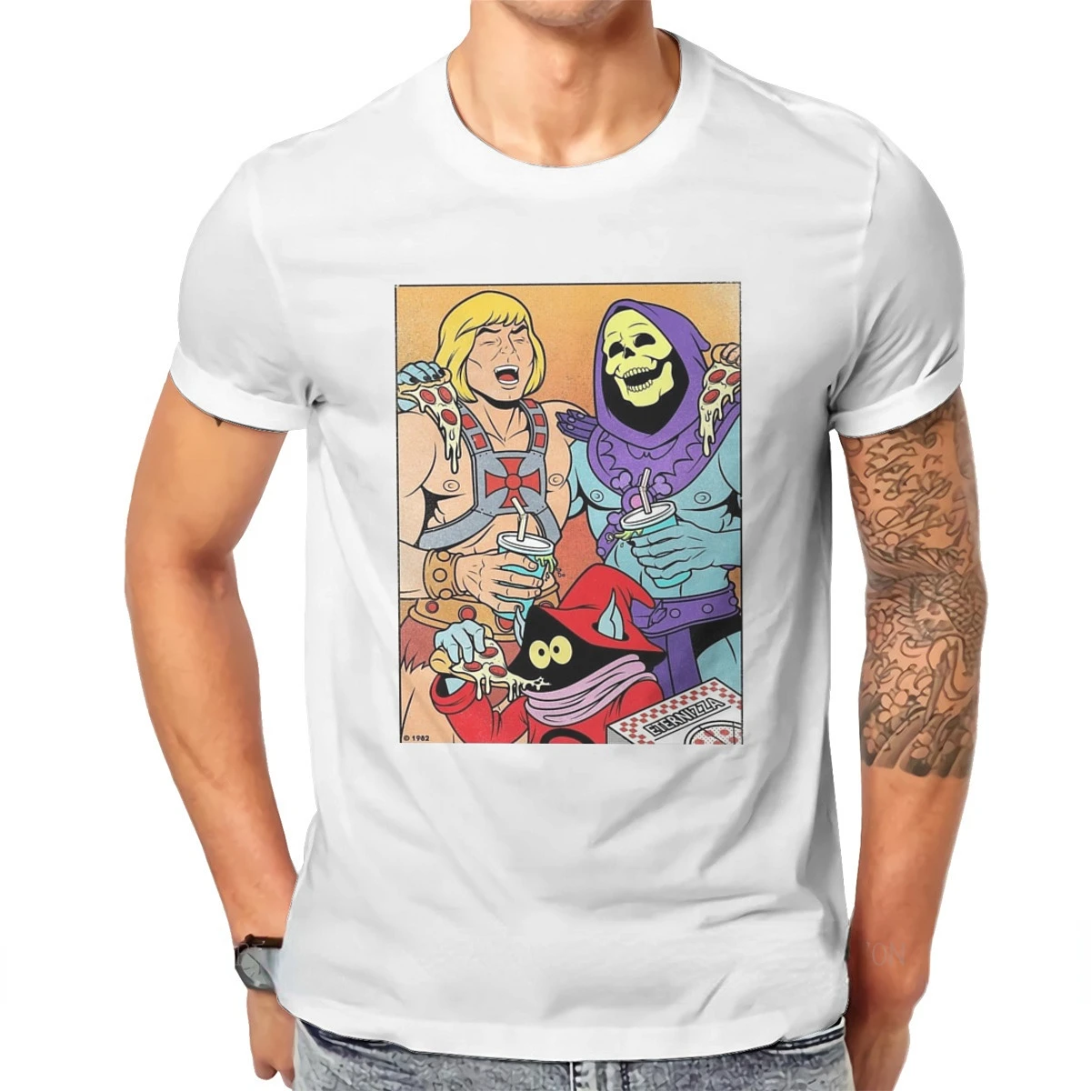 He-Man and The Masters of The Universe Pizza Party T Shirt Harajuku Retro Fashion Anime Shirt Women Men Summer Tee Ropa Hombre