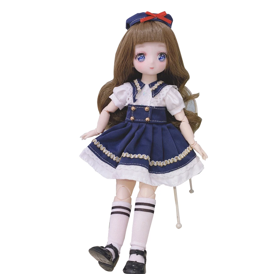 1/6 Bjd Anime Dolls For kids Girls 6 to 9 Years and 7 to 10 Years Ball-jointed Comic Face Doll 30cm with Dresses Toy for Girls