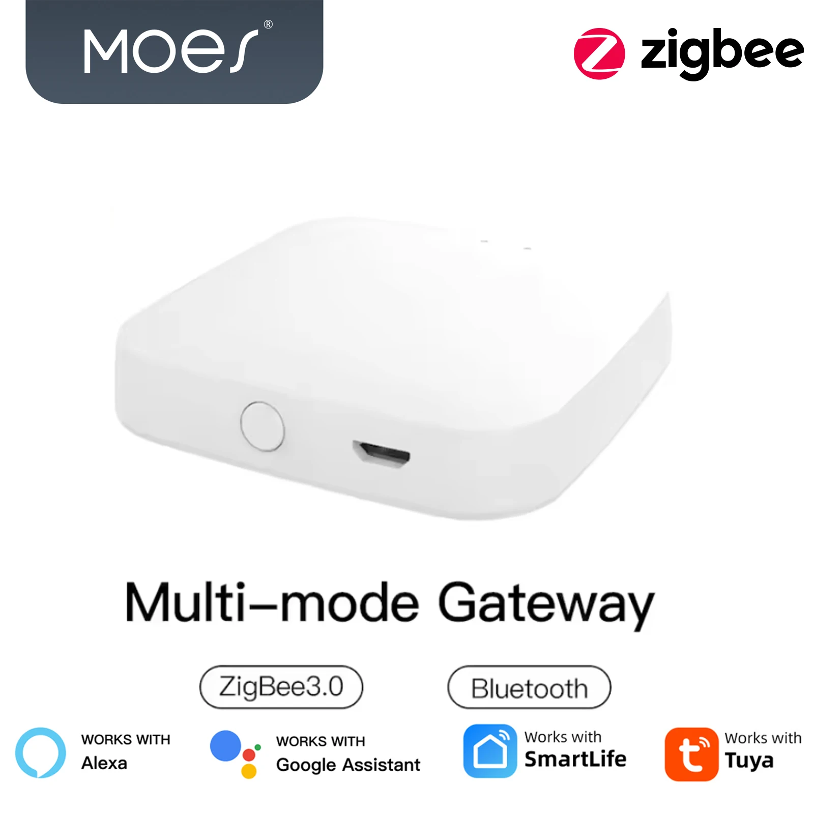 

Многорежимный интеллектуальный концентратор MOES Tuya ZigBee3.0 Bluetooth Mesh Hub Работа с приложением Smart Life Голосовое управление через Alexa Google Home