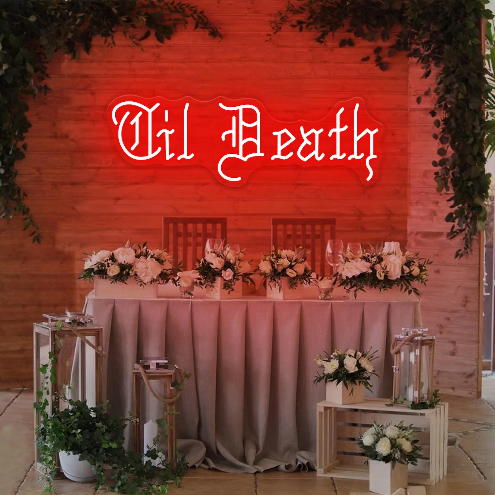 Til Death Neon Sign, Gothic Wedding Backdrop Neon Sign, Gothic Home Decor, Halloween Wedding Shower Party Anniversary Decor