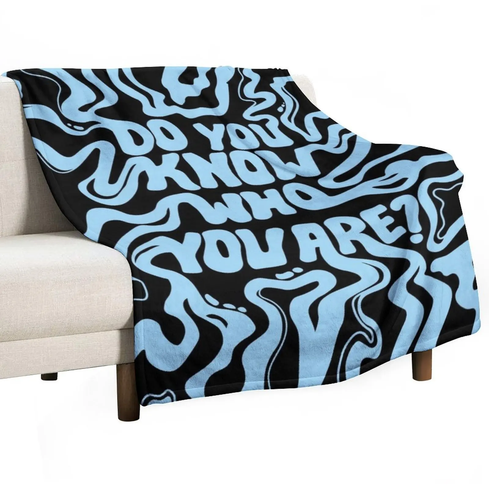 Do You Know Who You Are - Blue & Black Throw Blanket Beautifuls Hairy Luxury Brand for babies Blankets