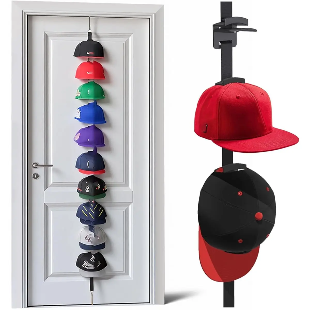 COFA Hat Rack for Door - Two-Way Hanging Caps with Display Hooks and Hanger, Hat Organizer for Baseball Caps
