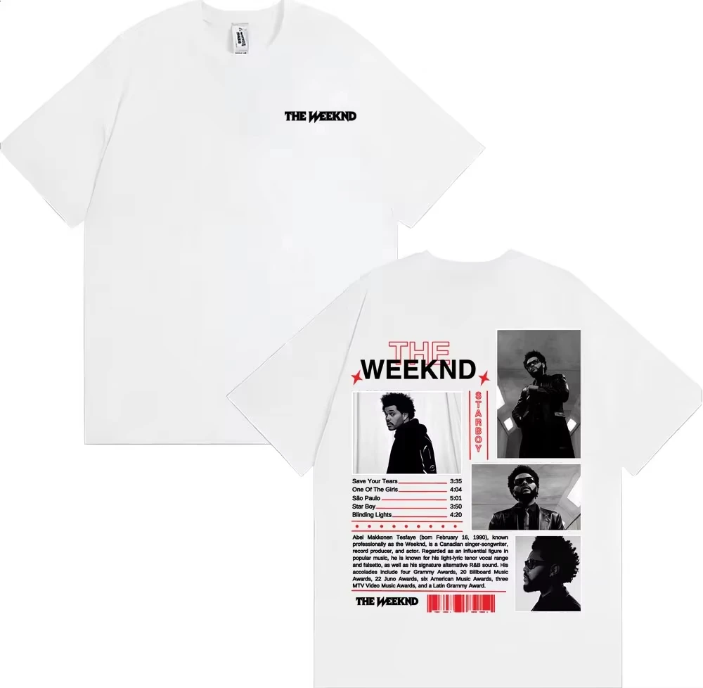 2026 Men's Bathroom Punk Hip Hop Short Sleeve T-Shirt Printed With Rapper The Weeknd New Album Cover Prints