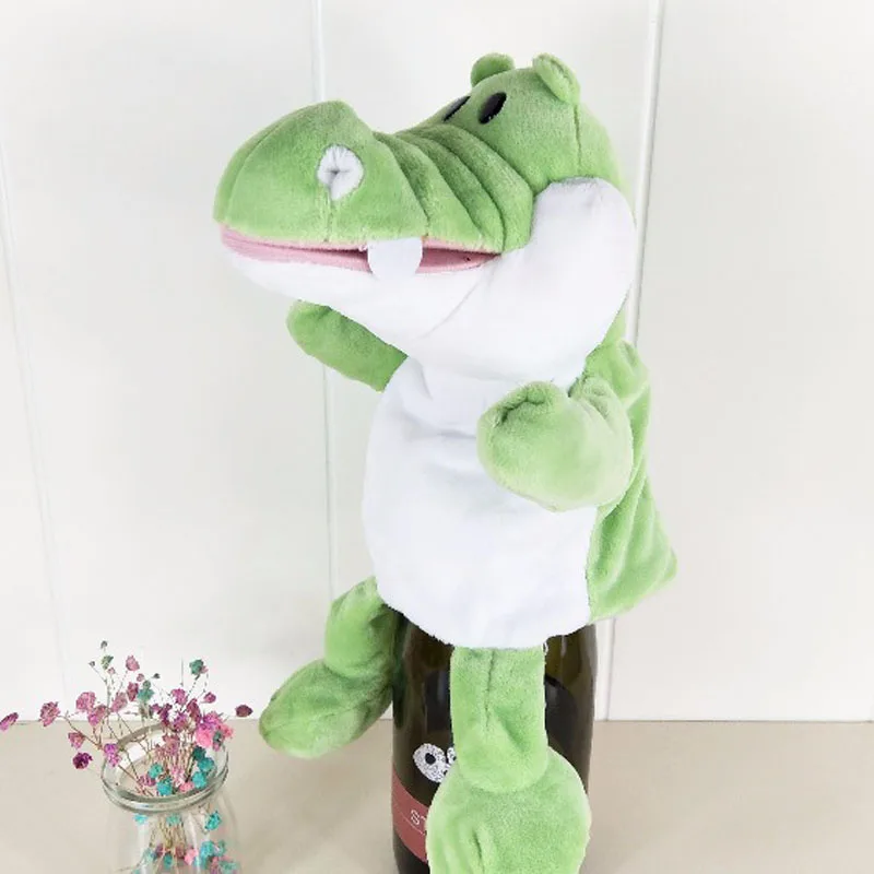 Presente de pelúcia macio boca de crocodilo verde brinquedo de pelúcia ativo fantoche de mão