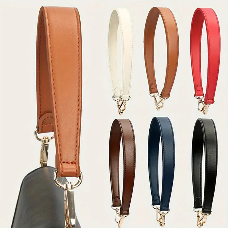 1PCS 38CM PU Leather Bag Strap Handbags Handles For Handbag Short Bag Strap Purse Strap Golden Buckle Replacement Bag Belt Band