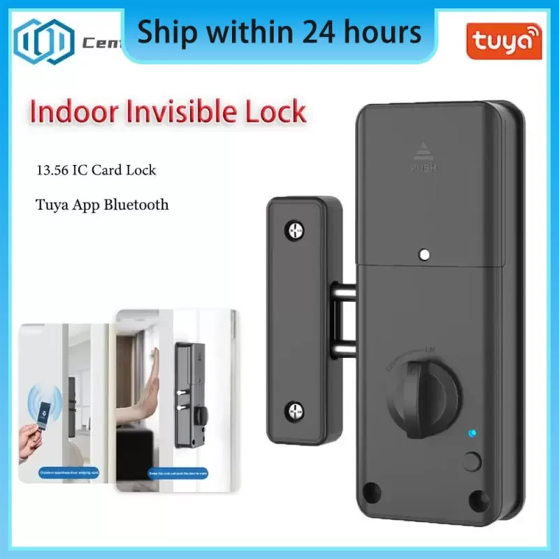 Smart Tuya App IC Card Lock For Wooden Door Bluetooth Lock Electronic Door Lock No Drill Indoor Concealed Installation 13.56Mhz