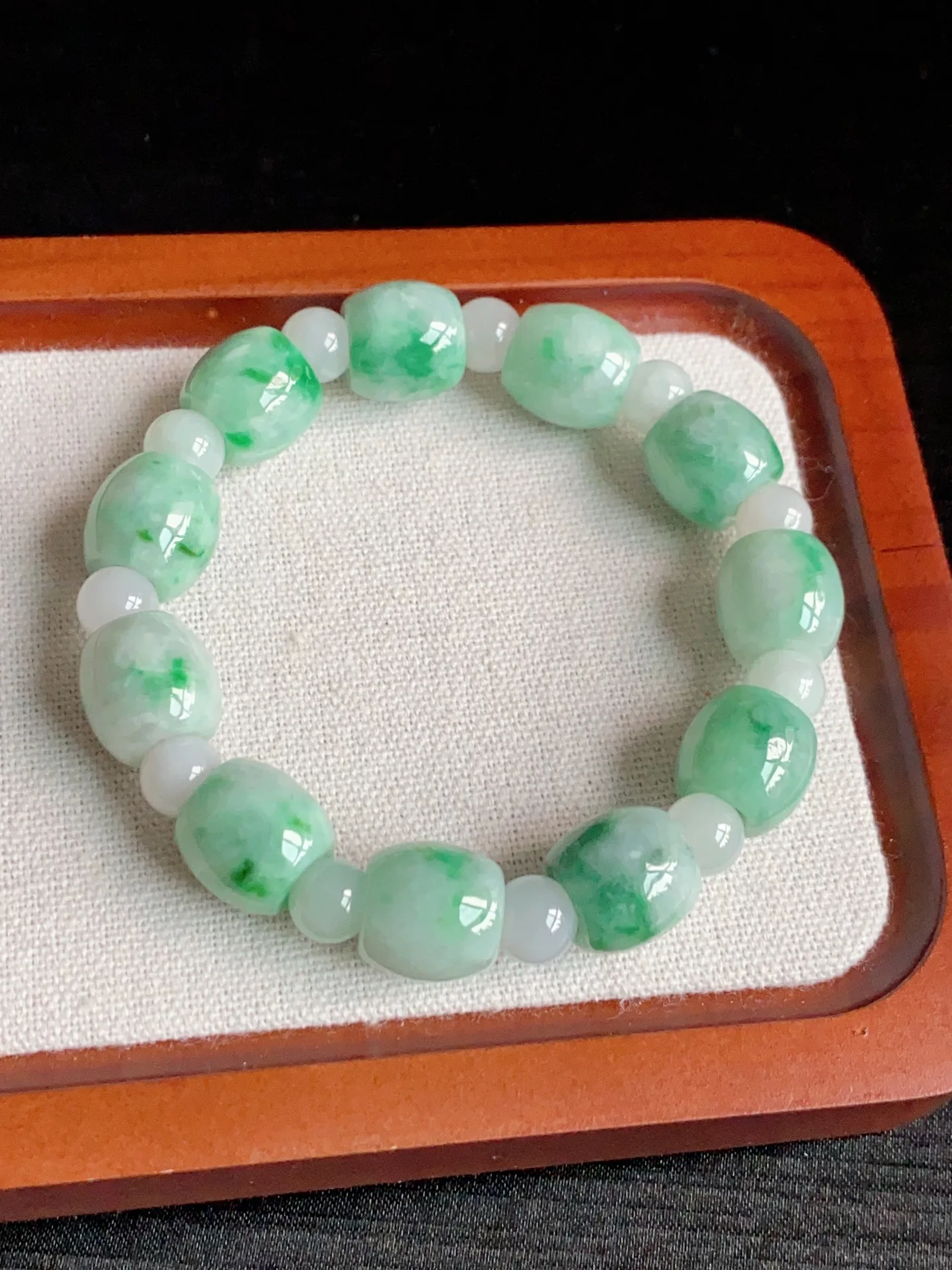 

Natural Green Jade A Gemstone Barrel Beads Bracelet Women Men 13.5-13mm Green Jade A Crystal Round Beads Necklace AAAAA