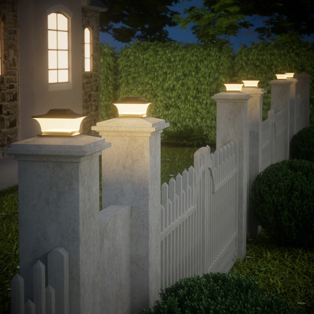Solar Post Cap Light LED Fence Light Auto On Outdoor LED Light Waterproof Garden Lamp Decorative for Garden Patio Porch
