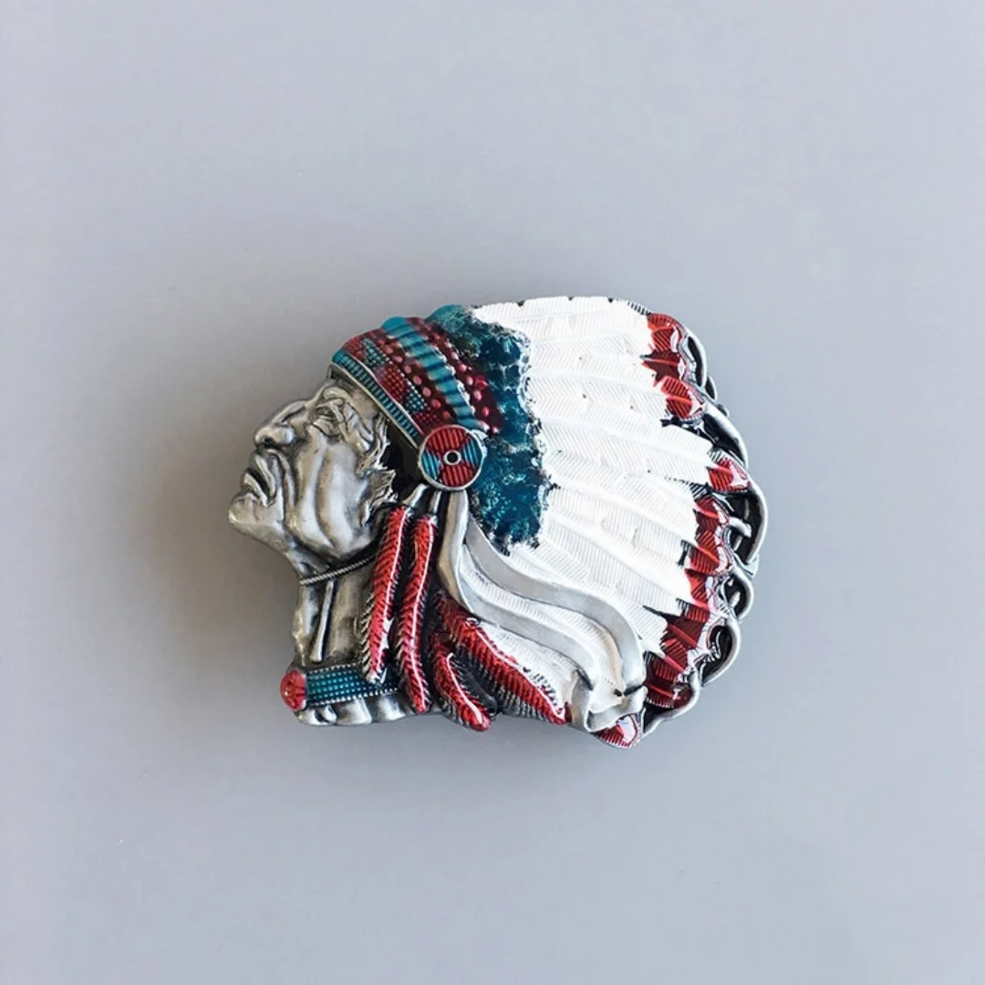 شخصية عطلة هدية حزام مشبك قبعات رعاة البقر الغربية القبلية رئيس صورة ظلية رائعة المتعثرة الرجعية المعادن الإغاثة التبعي