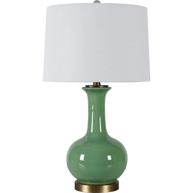 European green ceramic table lamp living room bedroom cafe villa hotel dining room decoration artificial vase creative table