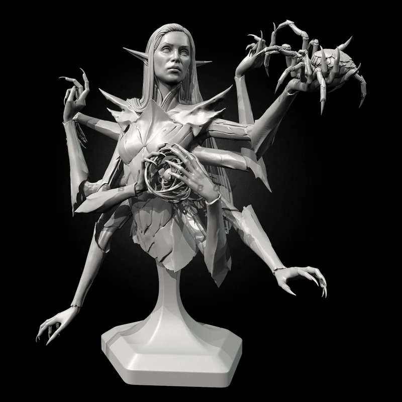 

70mm 90mm Spider Spirit Half Body Resin Model Figure Gk Micro Miniature 3d Printed White Model Toy Unassembled And Unpainted Kit