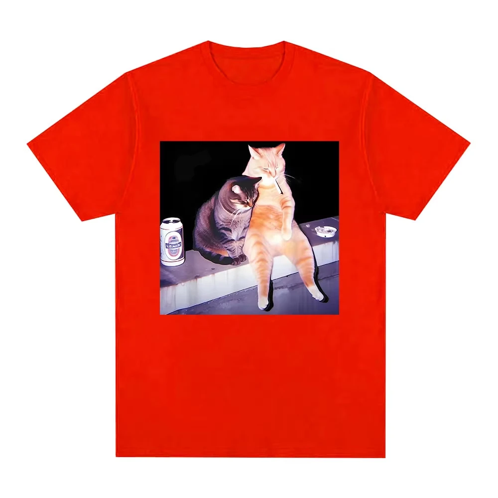 Cigarette Kitten Funny Cat T-Shirt Men Women Graphic Tee Casual Short Sleeve Summer Top Clothing Fashion Unisex Streetwear Hot