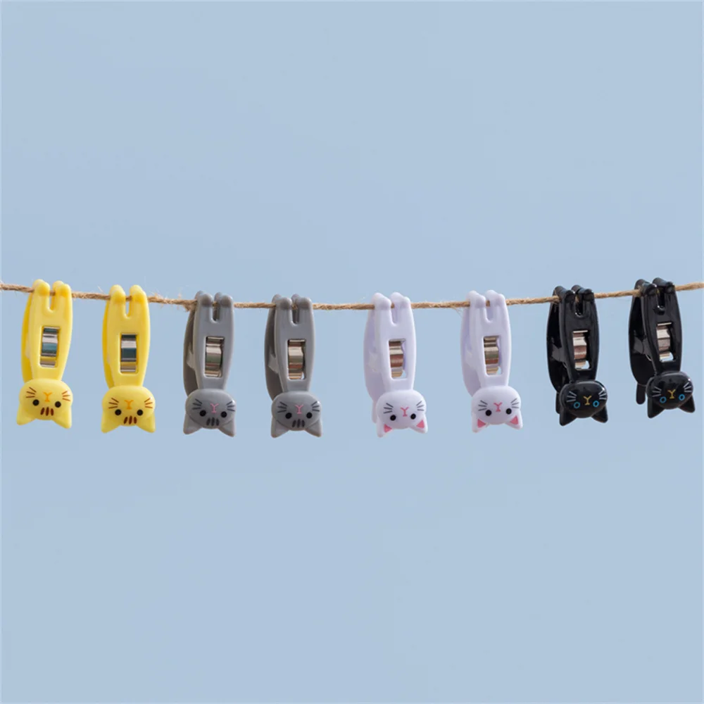 6 cartoon cat shaped plastic clips, bookmarks, binders, snacks, sealing clips, drying clips, clothes, socks, fixing clips