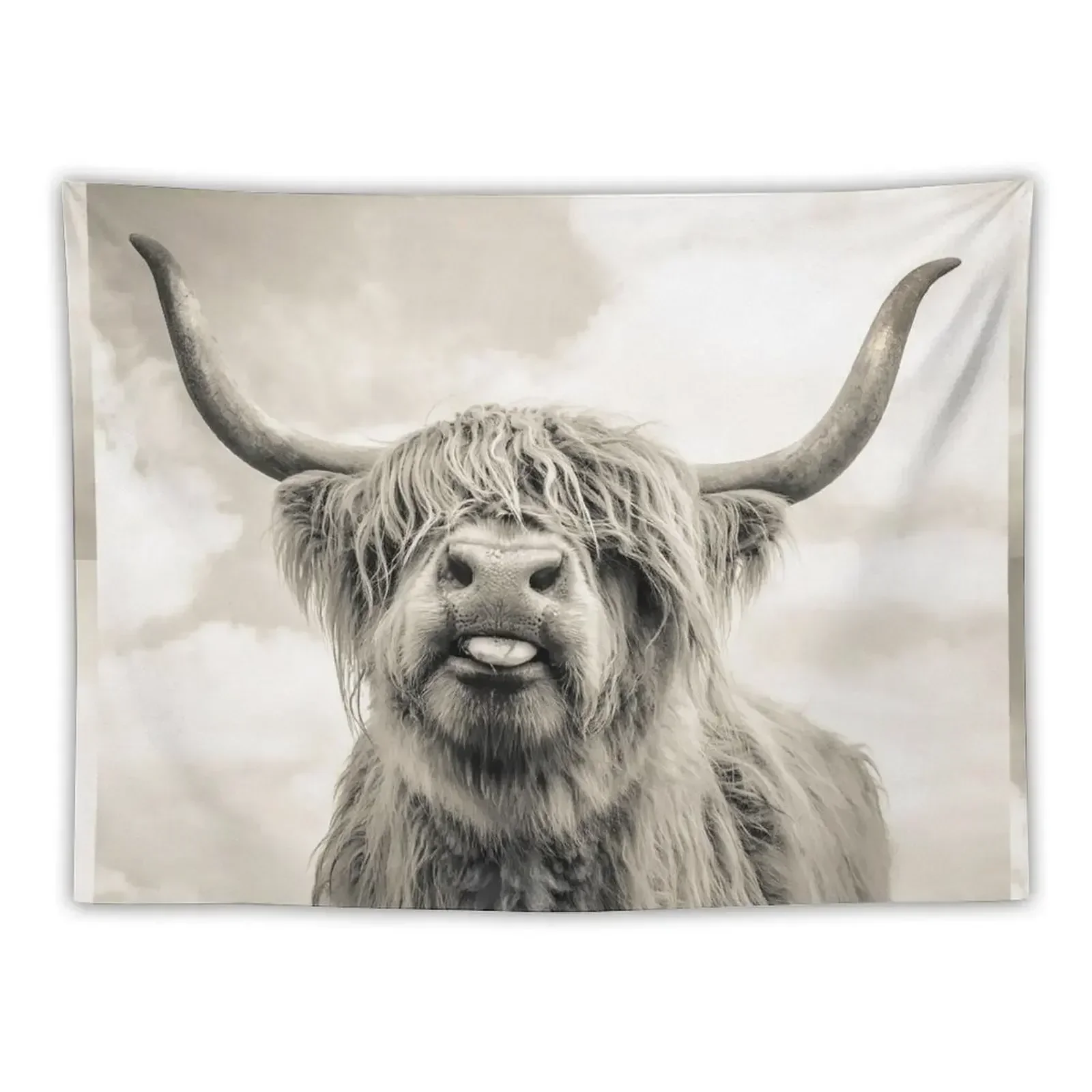 

Cheeky Highland Cow Tapestry For Bedroom Outdoor Decoration Tapestry