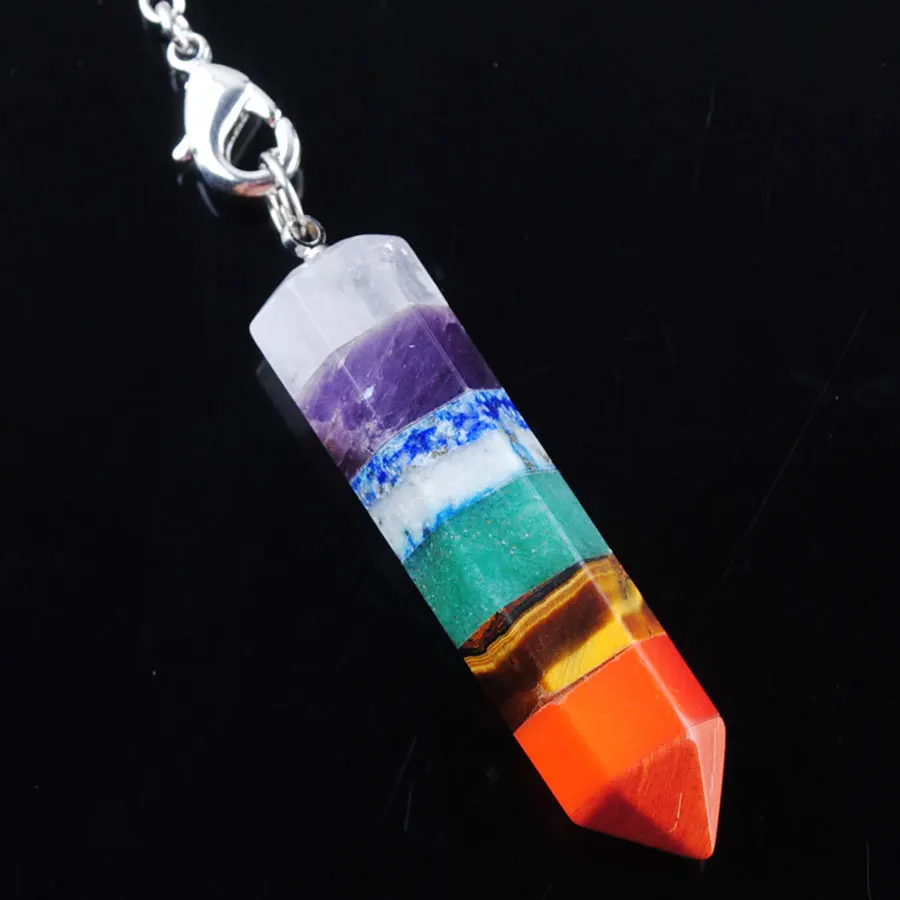 Multilayer Divination Pendants for Dowsing Natural Stone 7 Chakra Pendulum Hexagonal Pendulos Spiritual BN360