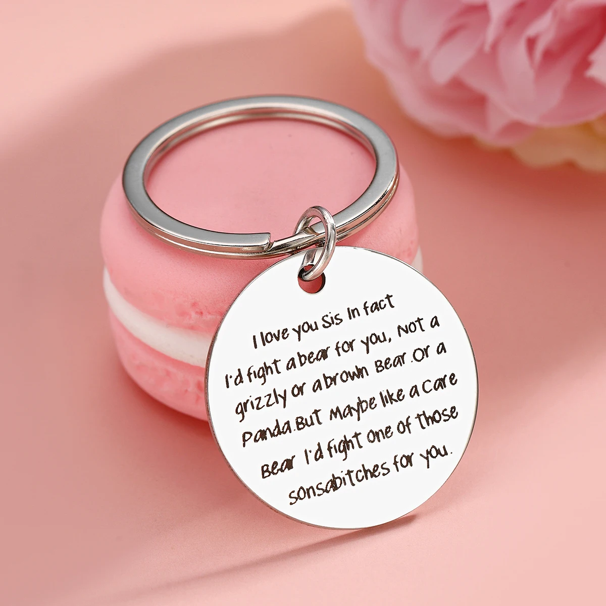 1pc Interesting Key Chain For Sister, Fighting For You Like A Bear Keychain, Birthday Gift New Year Gift Daily gifts