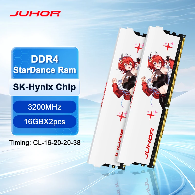 JUHOR  ddr4 16GB 3200MHz 32GB(16GBX2) DIMM Desktop  Gaming Memory RAMS