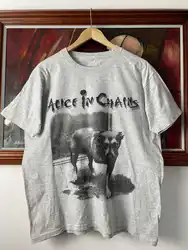 Alice In Chains Tripod Dog Print Rare Design Sport gray T shirt vtg H8890