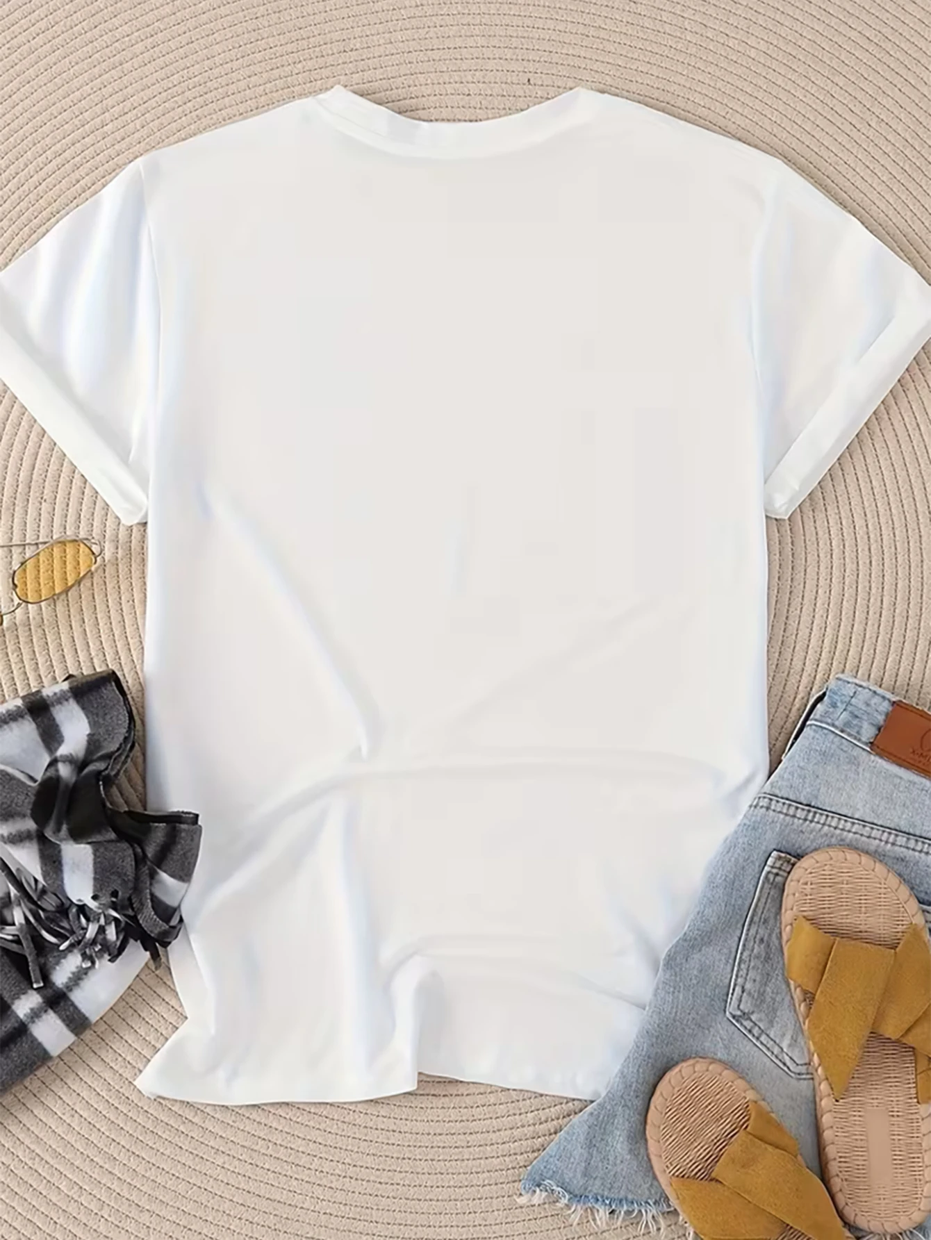 Women's Round Neck T-shirt Motherhood Rocker Rose Floral Print Short Sleeve T Shirt Casual Y2k Tees Tops Clothes Female Outfit