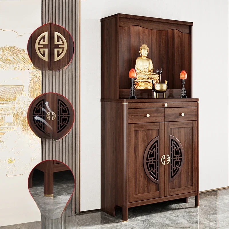 New Chinese-style vertical cabinet Guanyin Bodhisattva household God of Wealth offering table, Buddha statue offering table