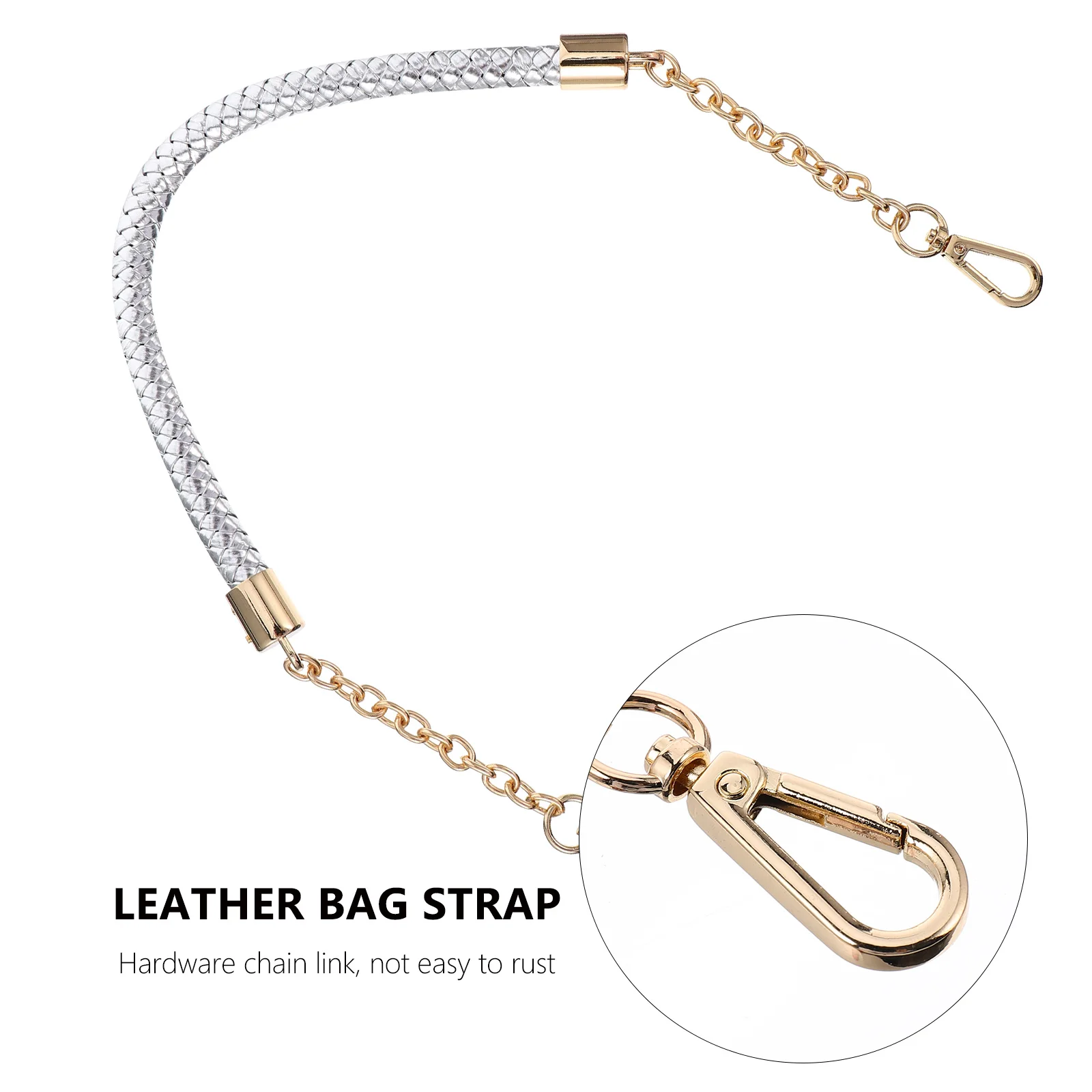 

Metal Chain Head Short Bag Strap Red Pu Detachable Replacement Watch Weaving DIY Accessory for Women Handbags Mini