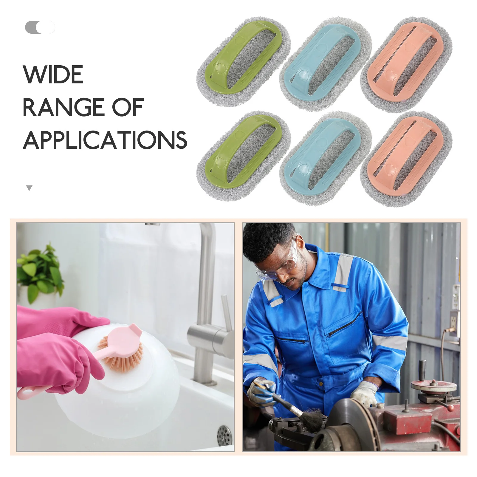 

6Pcs Screen Printing Scrub Pad Ink Remover Brush Matte Handle Cleaning Brush Long- Screen Printing Supplies