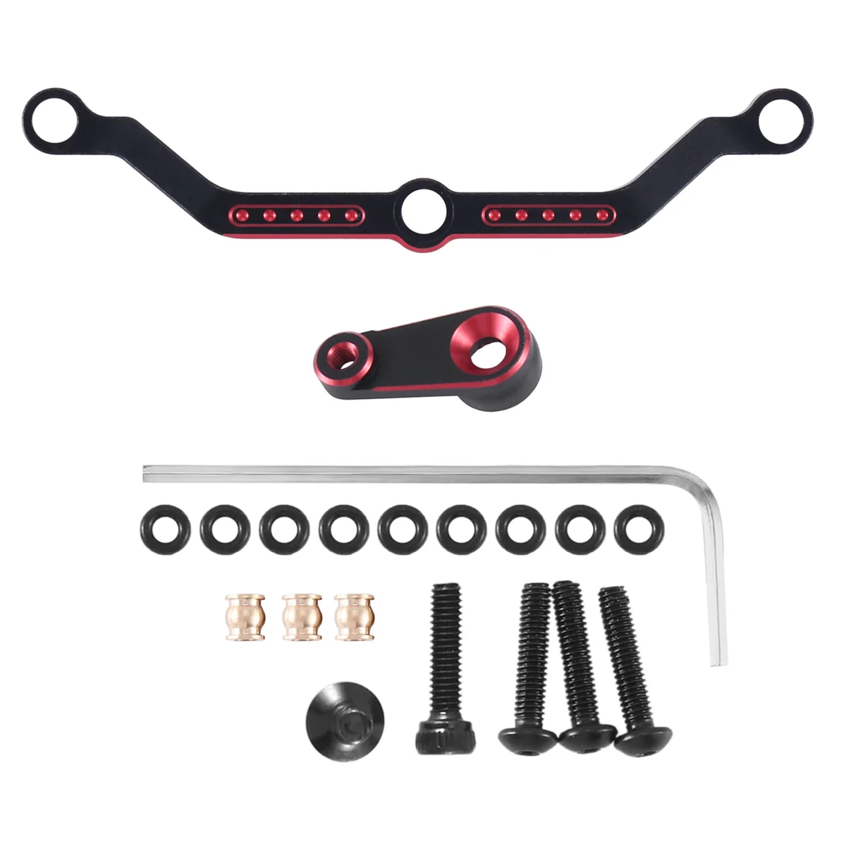 2Pcs Metal Steering Link and Servo Horn Servo Arm 9748 9740 for TRX4M 1/18 RC Crawler Car Upgrade Accessories, Red