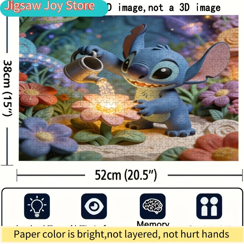Decoração para Casa Disney com Impressão de Stitch e Mickey |   Quebra-Cabeça 2D Plano, Ideal para Desafios Mentais para Adultos, Adequado para Famílias